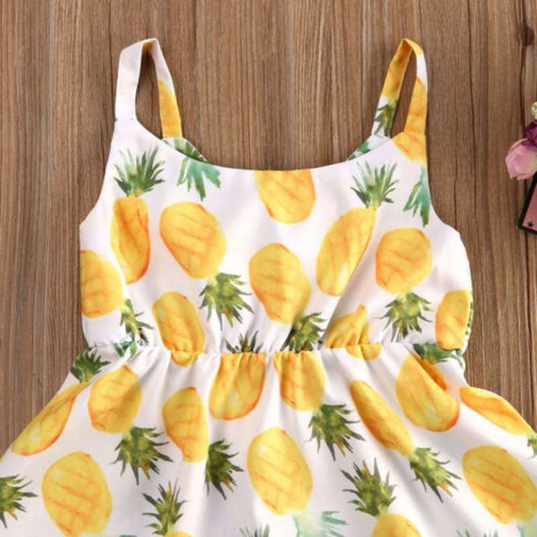 BONNY BILLY Robe Été Fille Imprimé Ananas – Patineuse Sans Manches, Casual Plage & Quotidien 4-11 Ans